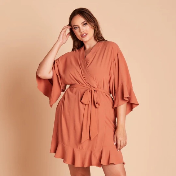 RUFFLE ROBE - TERRACOTTA - Picture 2 of 8